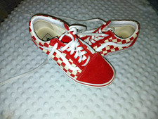 VANS Classic Red/White Checkerboard Low Top Lace-Up Canvas Sneakers picture