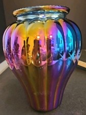Vtg. Beautiful Irridescent Vase 5.5 Inch  picture