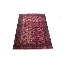 4x6 Handmade Turkish Vintage Geometric Pink Wool Area Rug | 1980 | SHR114 picture