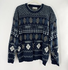 Vintage City Streets Knit Sweater Mens XL Geometric Grandpa Acrylic 90’s Argyle picture