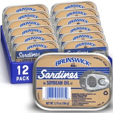 Brunswick Wild Caught Sardines in Soybean Oil, 3.75 oz Can (Pack of 12) - 14g Pr picture