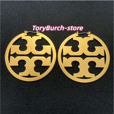 New Tory Burch Miller Matte Gold Hoop Earrings 18K Gold-Plated Size:5*5cm picture