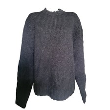 Vintage Ambercrombie and Fitch cable wool sweater gray black medium picture