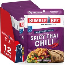 12 pack,Bumble Bee Spicy Thai Chili Seasoned Light Tuna,Wild Caught,2.5 oz. picture