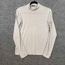 Bogner Base Layer Shirt Womens Small Gray Mock Neck Striped Long Sleeve Ski picture
