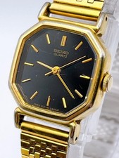SEIKO 2C21-5170 Quartz Black Dial Vintage Running Wristwatch picture
