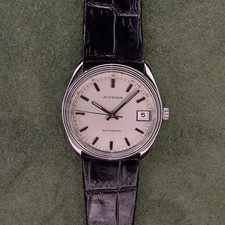 Juvenia 9062R NOS Vintage Swiss Automatic Date Watch Silver Dial Box & Papers picture