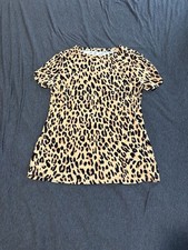 Nine West Soft Spun T-Shirt Size S Leopard Print Short Sleeve Top picture