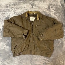 Aberdeen Collection Jacket Mens Medium Brown Full Zip Harrington Nylon EUC picture