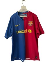 H73#Nike FC Barcelona 2008 2009 Home Soccer Jersey Unicef Men's Large 286784-655 picture