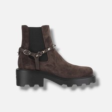Valentino Garavani Women's Brown Studded-Ankle Chelsea Boots Size 38.5 picture