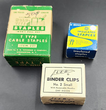 Vintage Hardware Lot GE Staples Titchener Cable Staples LEB Clips NOS picture