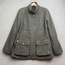 JOULES Field Coat Women UK 14 Green Tweed Wool Country Plaid Tartan Toad picture