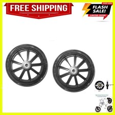 Solid Flat-Free 6” Rollator Wheels - 9 Spoke Black for Drive & Medline Models picture