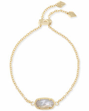 New Kendra Scott Elaina Adjustable Gold Plated Chain Bracelet In Ivory Shell picture