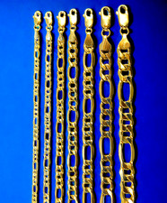 10K Yellow Gold Figaro Necklace Bracelet Chain Italian Real Gold 2mm-8mm 7