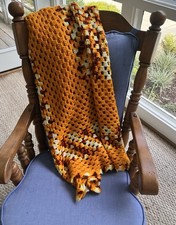 Handmade Vintage Retro 70s Granny Square Crochet Blanket Afghan Boho Throw picture
