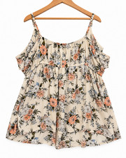 TORRID Ivory Floral Cold Shoulder Camisole Top Size 4 Plus picture
