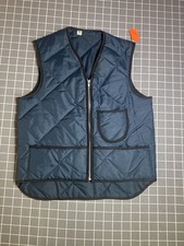 True Vintage Dacron Vest Mens Medium Navy Blue 60s 70s Thermal Lined Farmer picture