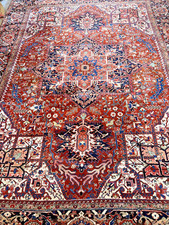Auth:  Antique Heriz Rug    RARE Christian Confluence  Mystical ART  BEauty 9x12 picture