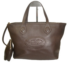 Bally Brown Very Soft Leather Raised Logo  Tote  Plus Matching Wristlet Nr MINT picture