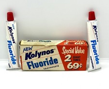 Vintage Kolynos Fluoride Toothpaste 2 Tubes NOS 50s 60s Decor Advertisement OLD picture