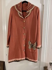 SWEET Vintage Sweater Beaded Great Quality Butterflies Handcrafted Pocket Large picture