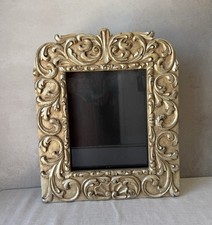 Vintage Hand Carved Wood Gilt Frame Picture Mirror Ornate Baroque Mexico 13x15 picture