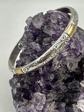 Brighton Venezia Two-Tone Bangle Bracelet Etched Scrollwork Goldtone Accents picture