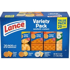 Lance Sandwich Crackers, Variety Pack, 3 Flavors, 20 Individually Wrapped Packs, picture