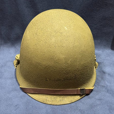 WWII/2 US M-1 HELMET FRONT SEAM W/ LINER US NAVY ISSUE NAMED picture