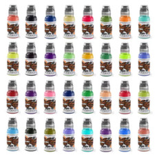 World Famous Tattoo Ink 1oz Blue Red Green Yellow Black Grey Brown Purple Orange picture