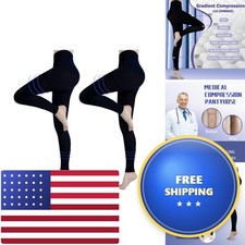 Libveeays 2 Pairs Compression Pantyhose Women Men, 15-20 mmHg Footless Medical picture