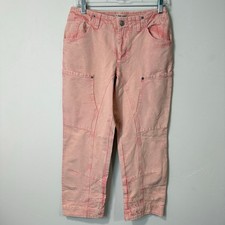 Free People We the Free Supersonic High Waist Slim Crop Barrel Jeans Pink 4 NEW picture