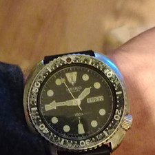 Seiko Automatic Diver 150m Day/Date Black Dial 44mm Steel Rubber Strap picture