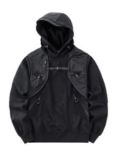 Niepce Men Japanese Techwear Hoodie Tactical Harness Strap Cargo Sweatshirt picture