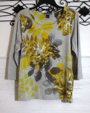 Karen Scott Knit Top Women's Size L Long Sleeve Multicolor Floral Round Neck picture