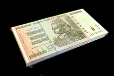 100 pcs x Zimbabwe 20 Billion Dollar banknotes currency-2008 XF+ pre trillion picture