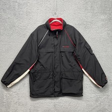 Vintage Tommy Hilfiger Reversible Jacket Mens XL Black Fleece Lined Hooded 2000s picture
