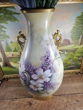 VTG/ANT(?) Limoges Style Handpainted Vase Signed Emmie Brown, 21