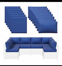 Blue 14-Piece Patio Sofa Cushion Set picture