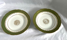 GDA270 Gerard Dufraisseix Abbot Limoges lot of two shallow bowls.   Green & gold picture