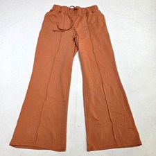 Cali Sport Wide Leg Lounge Pants Womens M Orange High Waisted Fleece Drawstring picture