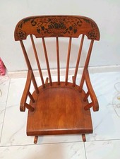 Nichols & Stone Vintage Windsor Wood Arm Chair Hand Painted Floral Folk Art picture