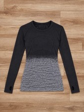 Lululemon / Swiftly Tech Long Sleeve Crew / Black White Ombre / Size 6 picture
