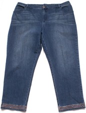 Catherines Elastic Waist Ankle Jeans Womens 24W Blue Stretch Straight Leg (43X28 picture