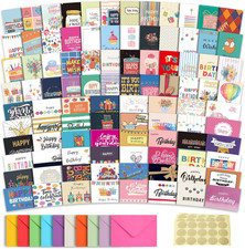 100 Unique Birthday Cards with Envelopes - Assorted Happy Birthday Cards, 4 X 6 picture