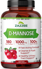 D-Mannose Capsules, 180 Vegan Capsules, 1000mg, 100% Pure UTI Relief, Kosher picture