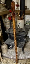 59” Hiking Staff Walking Stick W/stand Hand Carved Juniper From Gulf Coast River picture