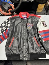 Vintage 1998 NASCAR 50th Anniversary Leather Jacket Sports Design 2XL Made USA picture